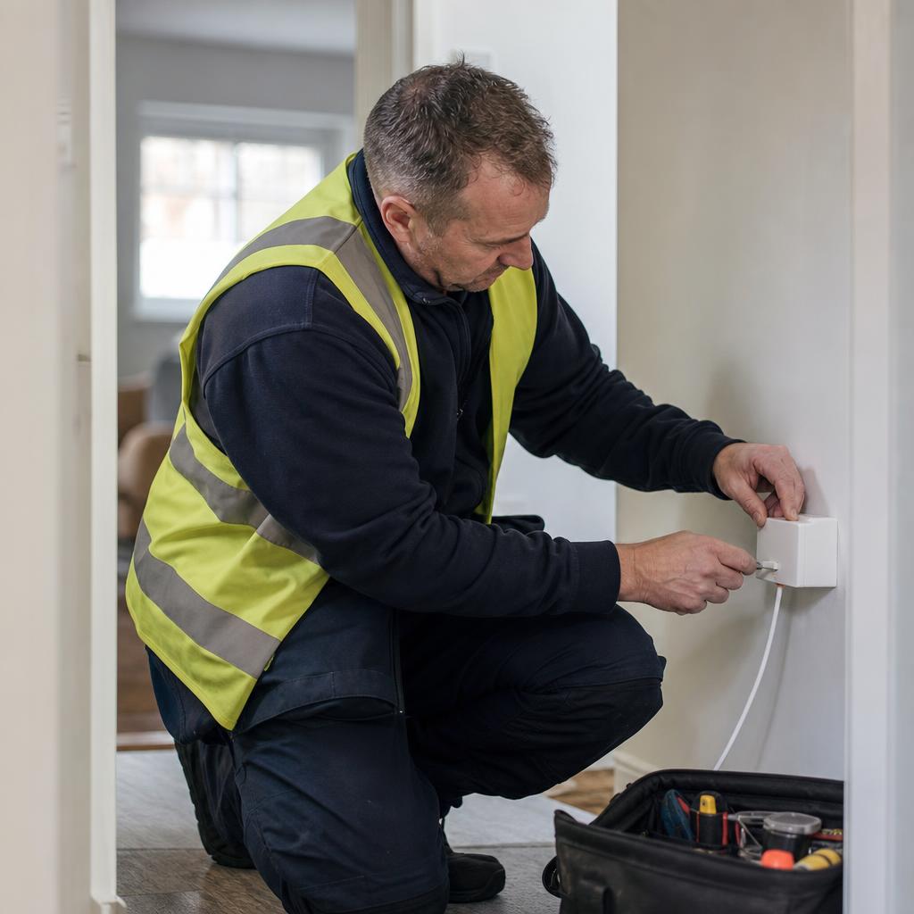A friendly local engineer installing full fibre